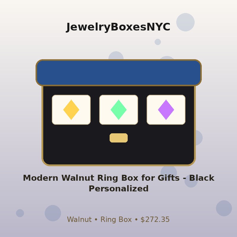 Modern Walnut Ring Box for Gifts - Black Personalized