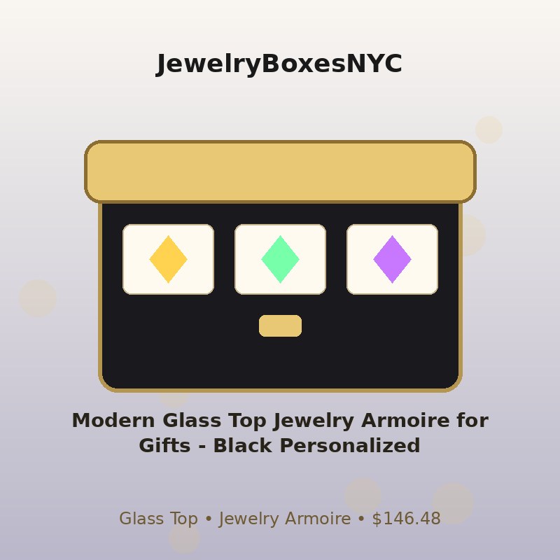 Modern Glass Top Jewelry Armoire for Gifts - Black Personalized
