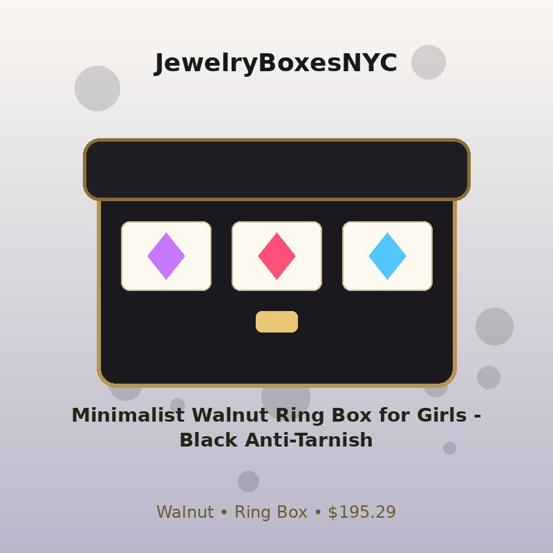 Minimalist Walnut Ring Box for Girls - Black Anti-Tarnish