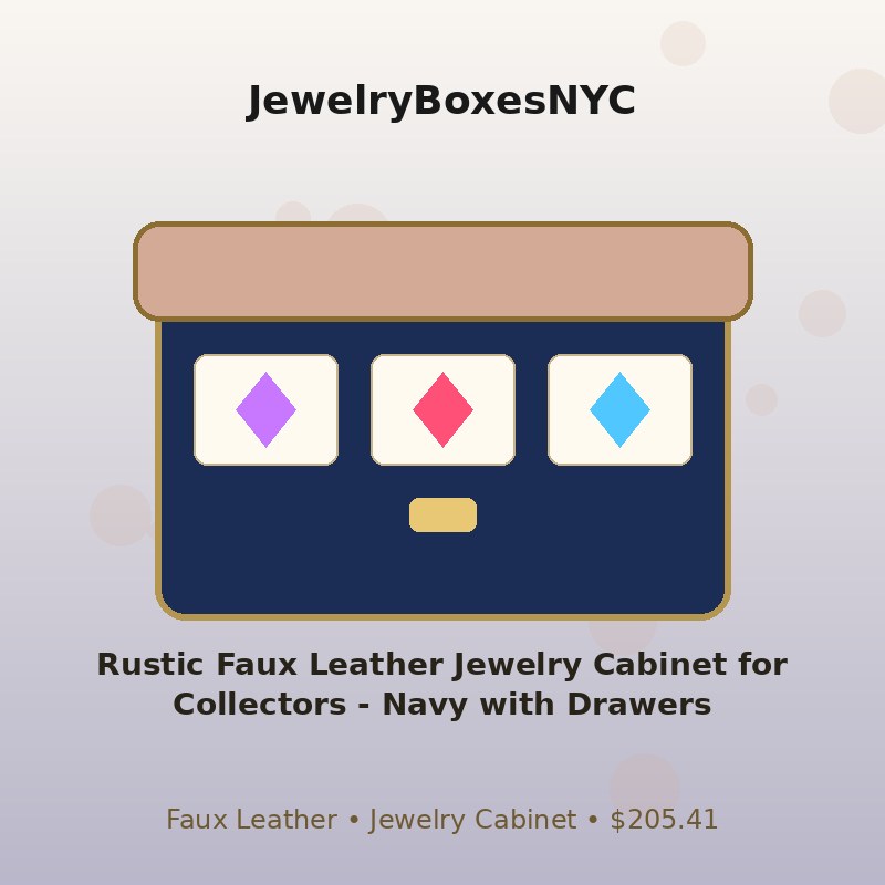 Rustic Faux Leather Jewelry Cabinet for Collectors - Navy with Drawers