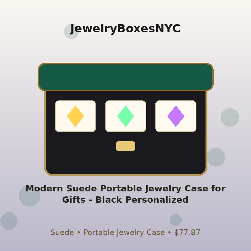 Modern Suede Portable Jewelry Case for Gifts - Black Personalized