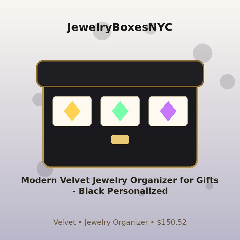 Modern Velvet Jewelry Organizer for Gifts - Black Personalized