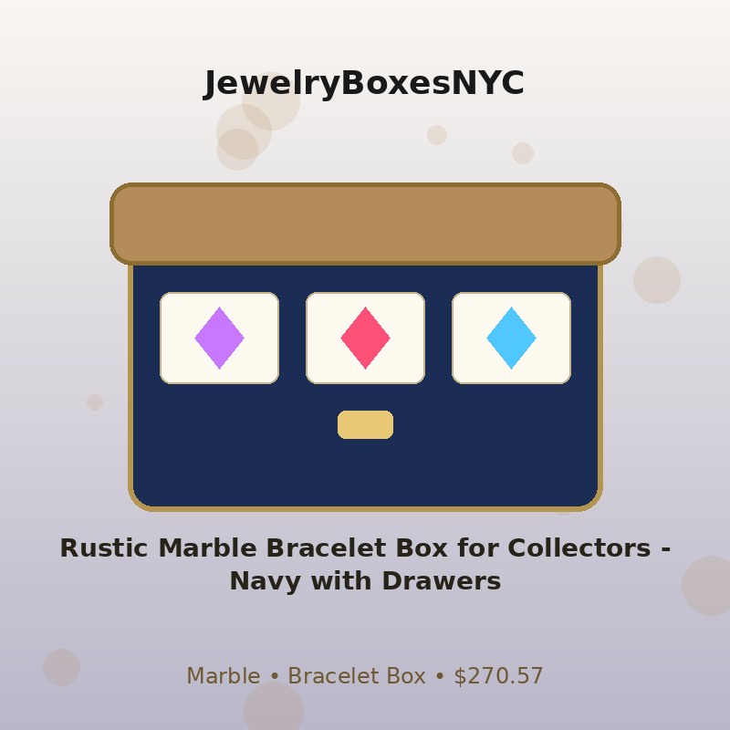 Rustic Marble Bracelet Box for Collectors - Navy with Drawers