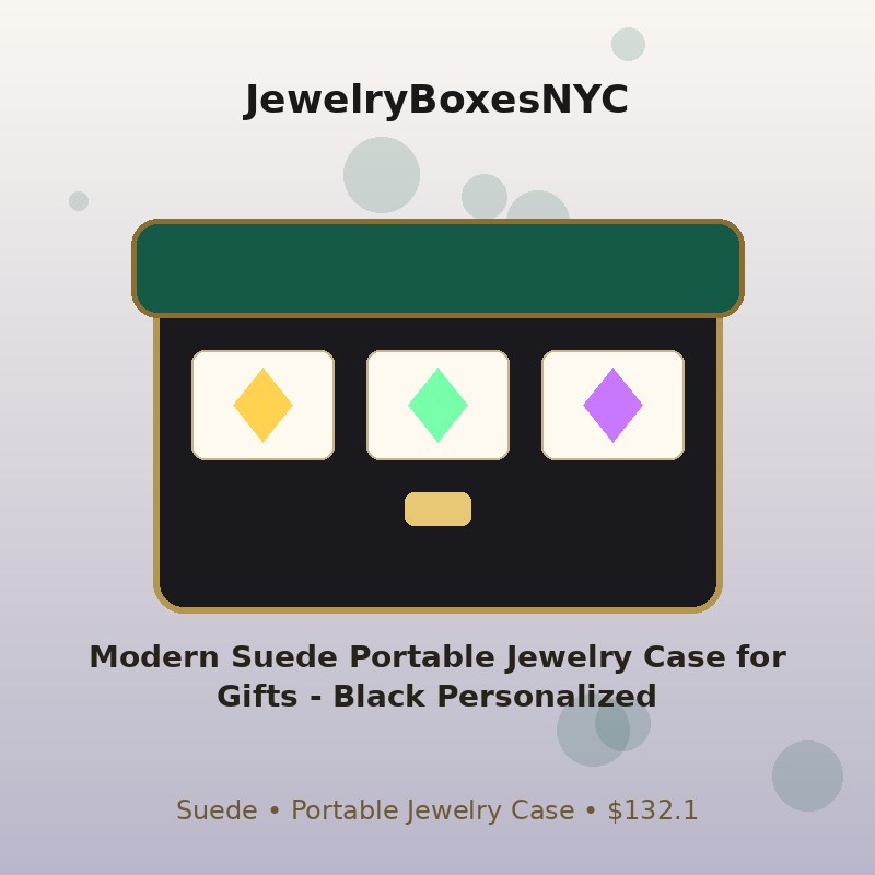 Modern Suede Portable Jewelry Case for Gifts - Black Personalized