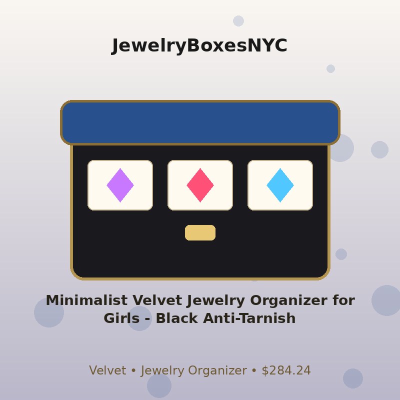 Minimalist Velvet Jewelry Organizer for Girls - Black Anti-Tarnish