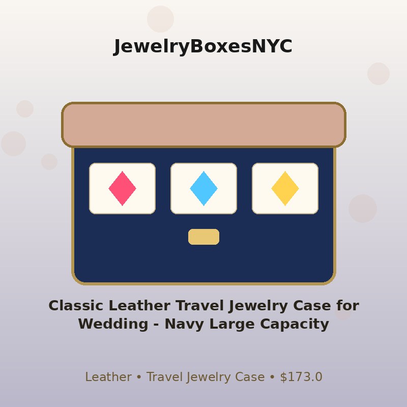 Classic Leather Travel Jewelry Case for Wedding - Navy Large Capacity