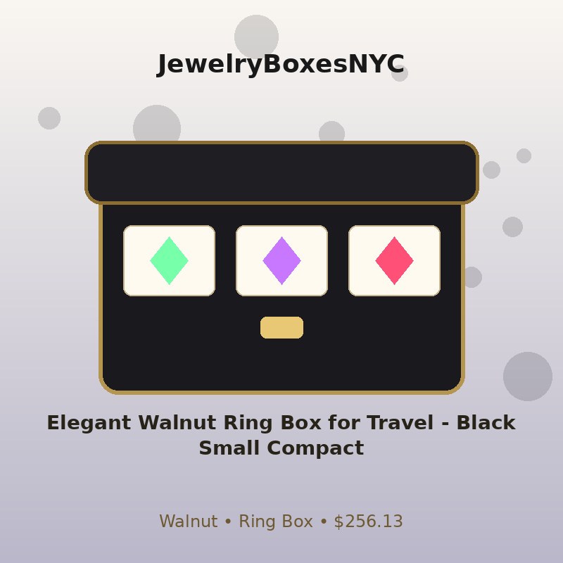 Elegant Walnut Ring Box for Travel - Black Small Compact