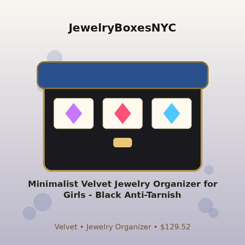 Minimalist Velvet Jewelry Organizer for Girls - Black Anti-Tarnish