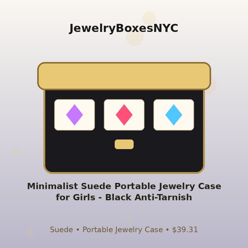 Minimalist Suede Portable Jewelry Case for Girls - Black Anti-Tarnish
