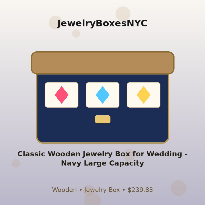 Classic Wooden Jewelry Box for Wedding - Navy Large Capacity