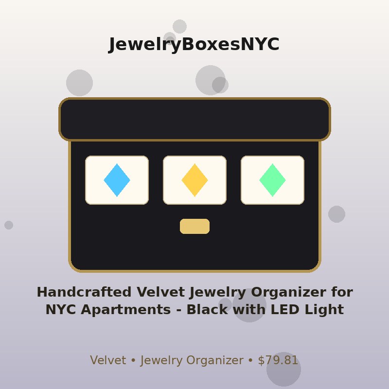 Handcrafted Velvet Jewelry Organizer for NYC Apartments - Black with LED Light