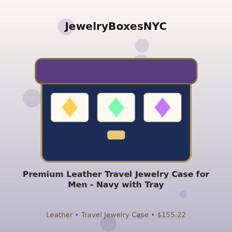 Premium Leather Travel Jewelry Case for Men - Navy with Tray