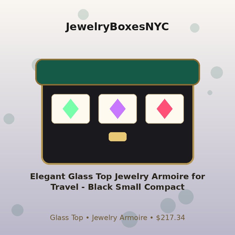Elegant Glass Top Jewelry Armoire for Travel - Black Small Compact
