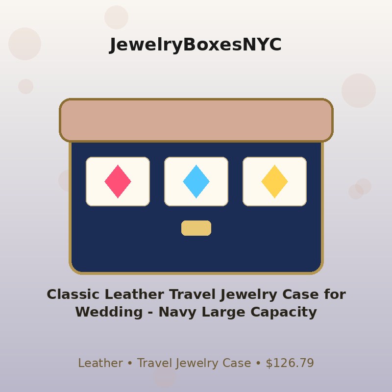 Classic Leather Travel Jewelry Case for Wedding - Navy Large Capacity
