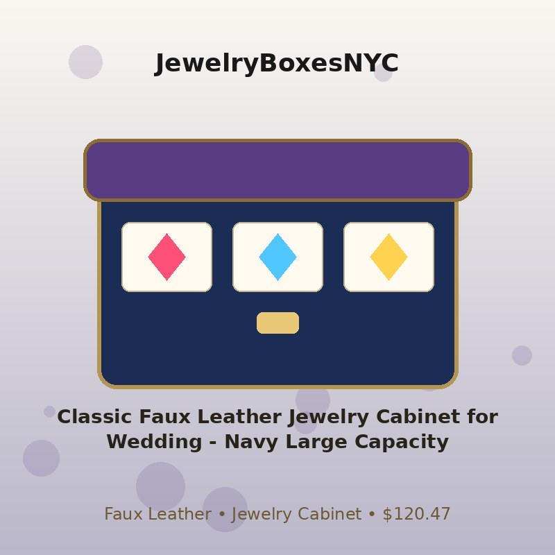 Classic Faux Leather Jewelry Cabinet for Wedding - Navy Large Capacity
