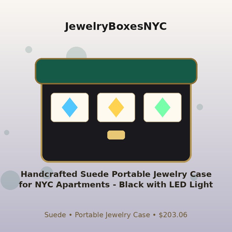 Handcrafted Suede Portable Jewelry Case for NYC Apartments - Black with LED Light