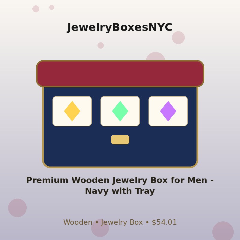 Premium Wooden Jewelry Box for Men - Navy with Tray