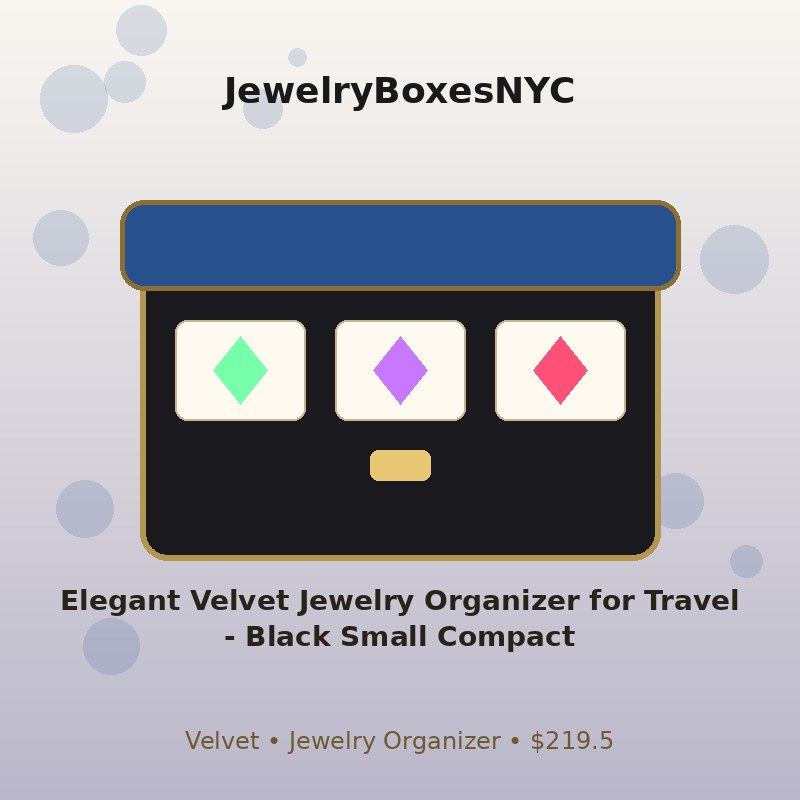 Elegant Velvet Jewelry Organizer for Travel - Black Small Compact