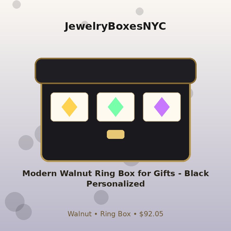 Modern Walnut Ring Box for Gifts - Black Personalized