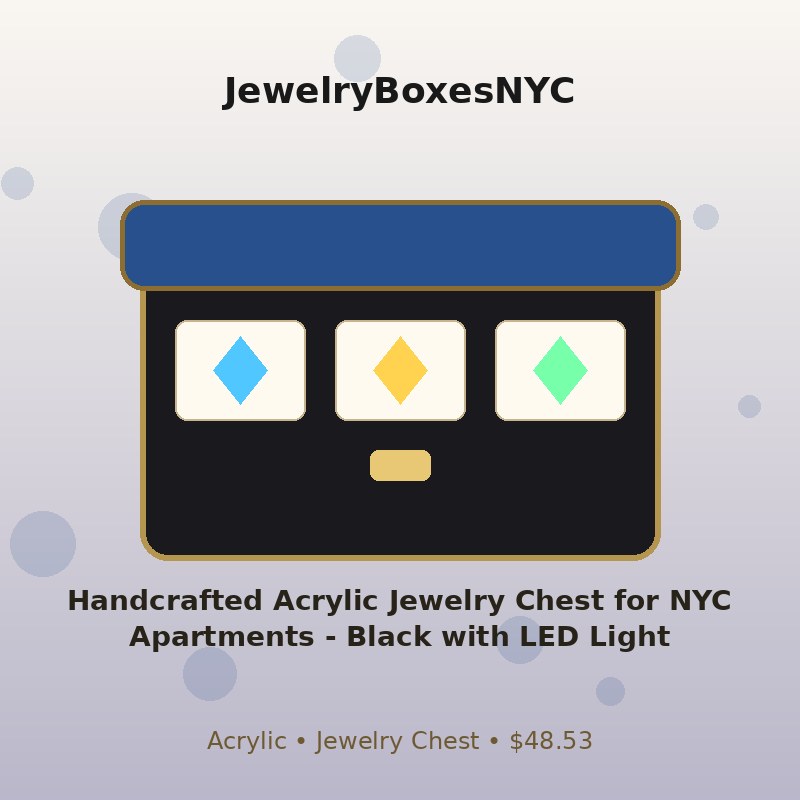 Handcrafted Acrylic Jewelry Chest for NYC Apartments - Black with LED Light