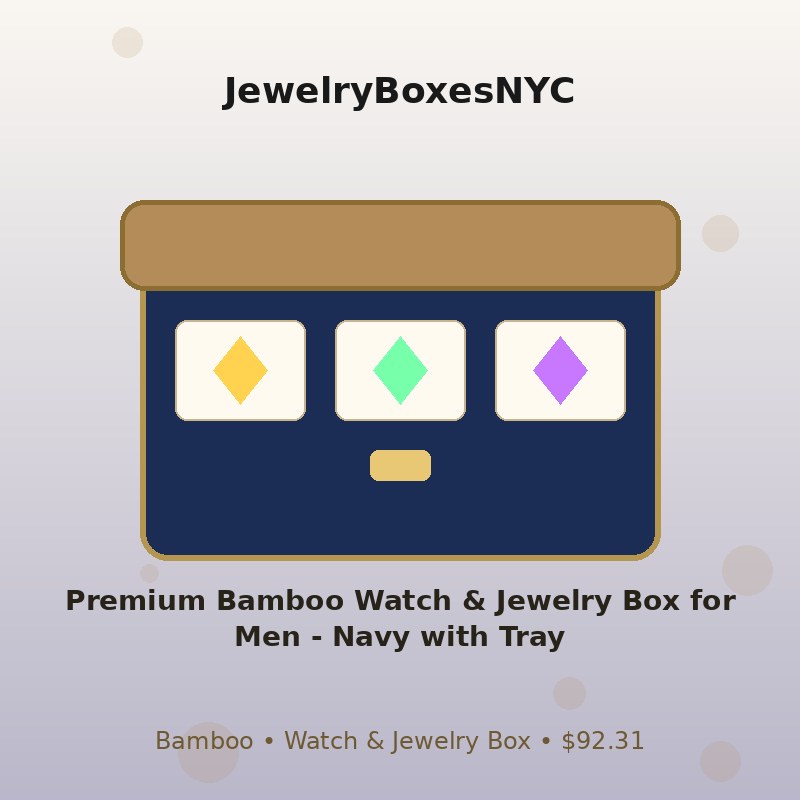 Premium Bamboo Watch & Jewelry Box for Men - Navy with Tray