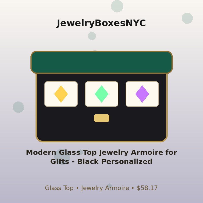 Modern Glass Top Jewelry Armoire for Gifts - Black Personalized