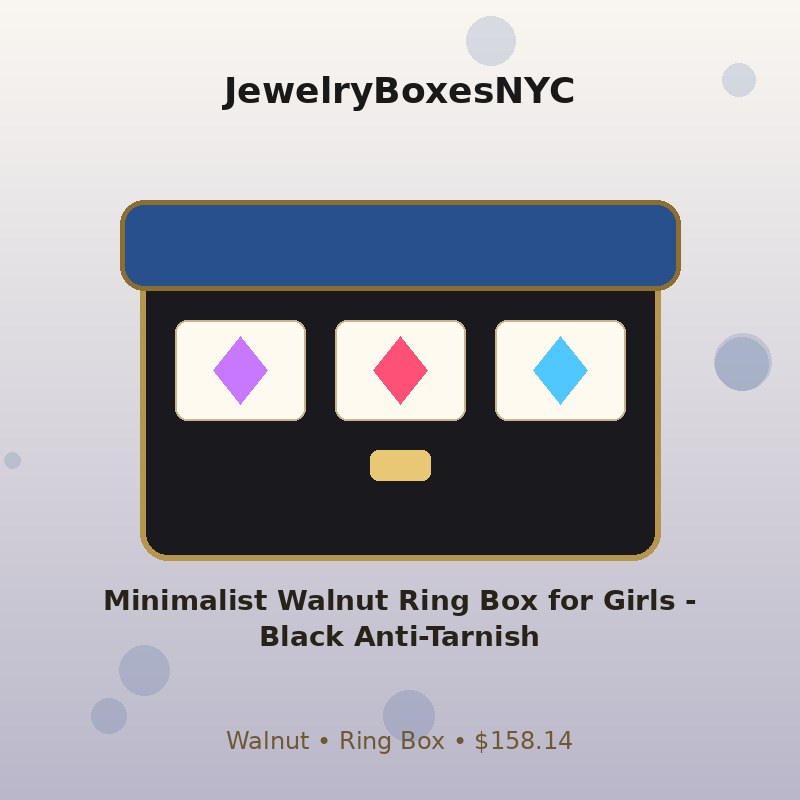 Minimalist Walnut Ring Box for Girls - Black Anti-Tarnish