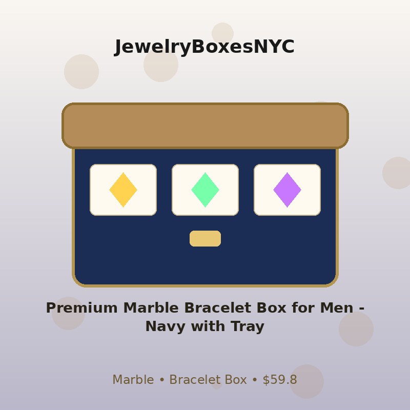 Premium Marble Bracelet Box for Men - Navy with Tray
