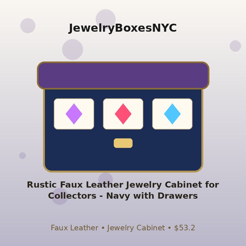Rustic Faux Leather Jewelry Cabinet for Collectors - Navy with Drawers