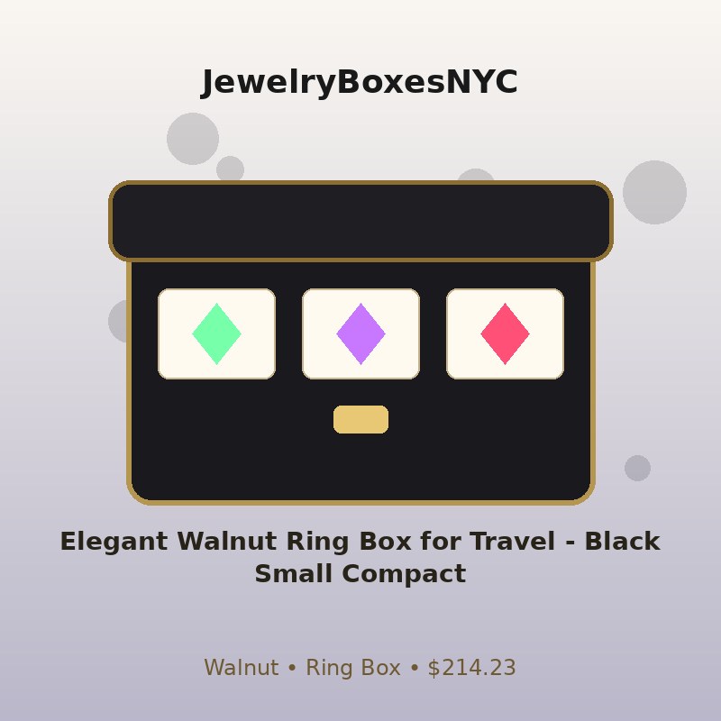 Elegant Walnut Ring Box for Travel - Black Small Compact