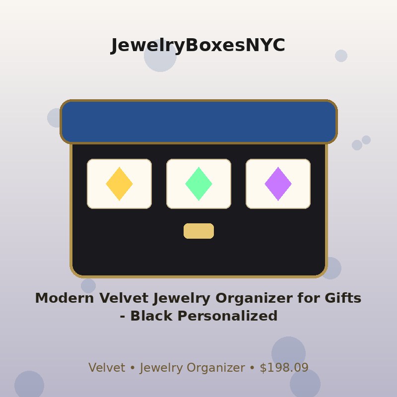 Modern Velvet Jewelry Organizer for Gifts - Black Personalized