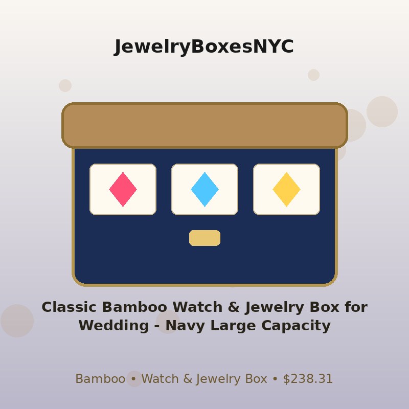 Classic Bamboo Watch & Jewelry Box for Wedding - Navy Large Capacity