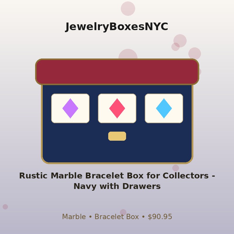Rustic Marble Bracelet Box for Collectors - Navy with Drawers