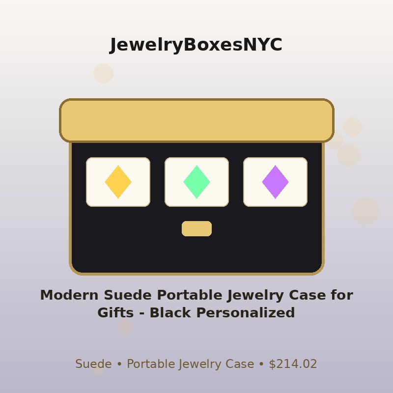 Modern Suede Portable Jewelry Case for Gifts - Black Personalized