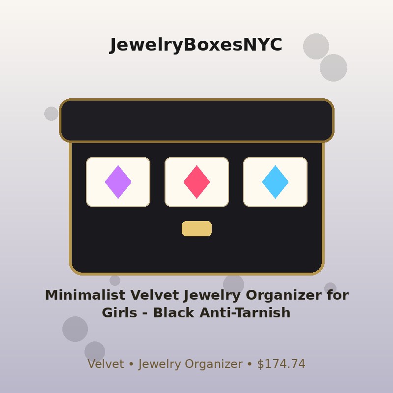 Minimalist Velvet Jewelry Organizer for Girls - Black Anti-Tarnish