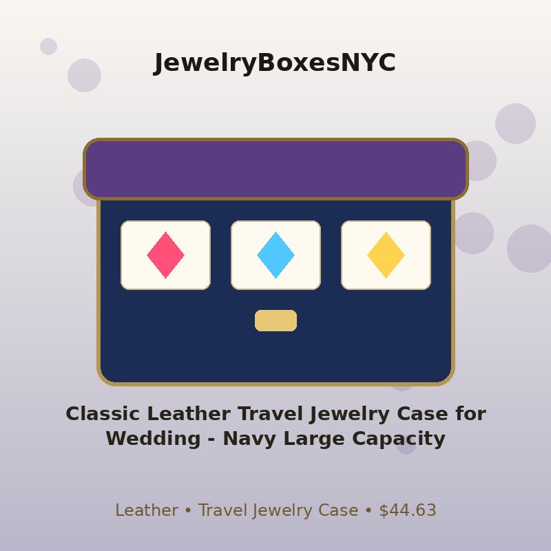 Classic Leather Travel Jewelry Case for Wedding - Navy Large Capacity