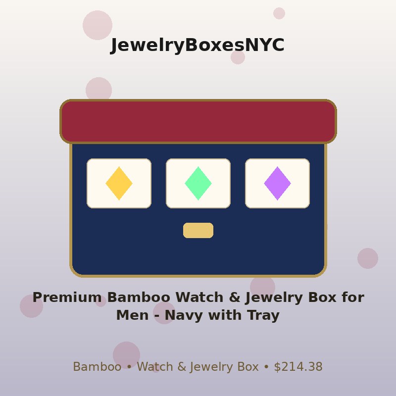 Premium Bamboo Watch & Jewelry Box for Men - Navy with Tray