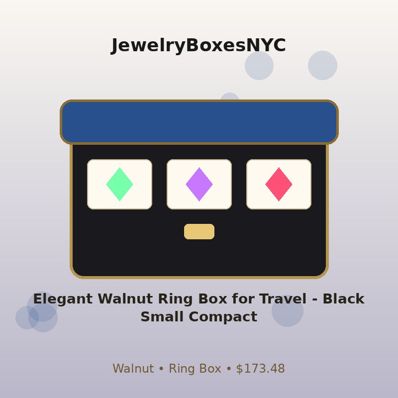 Elegant Walnut Ring Box for Travel - Black Small Compact