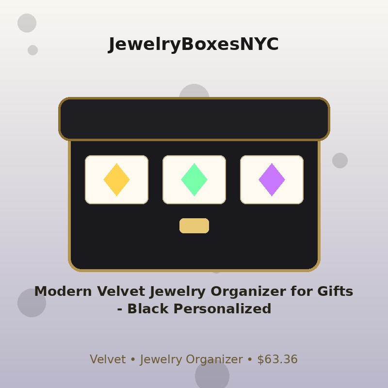 Modern Velvet Jewelry Organizer for Gifts - Black Personalized