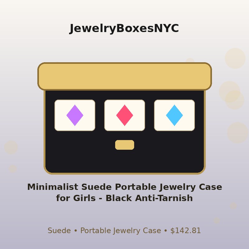 Minimalist Suede Portable Jewelry Case for Girls - Black Anti-Tarnish
