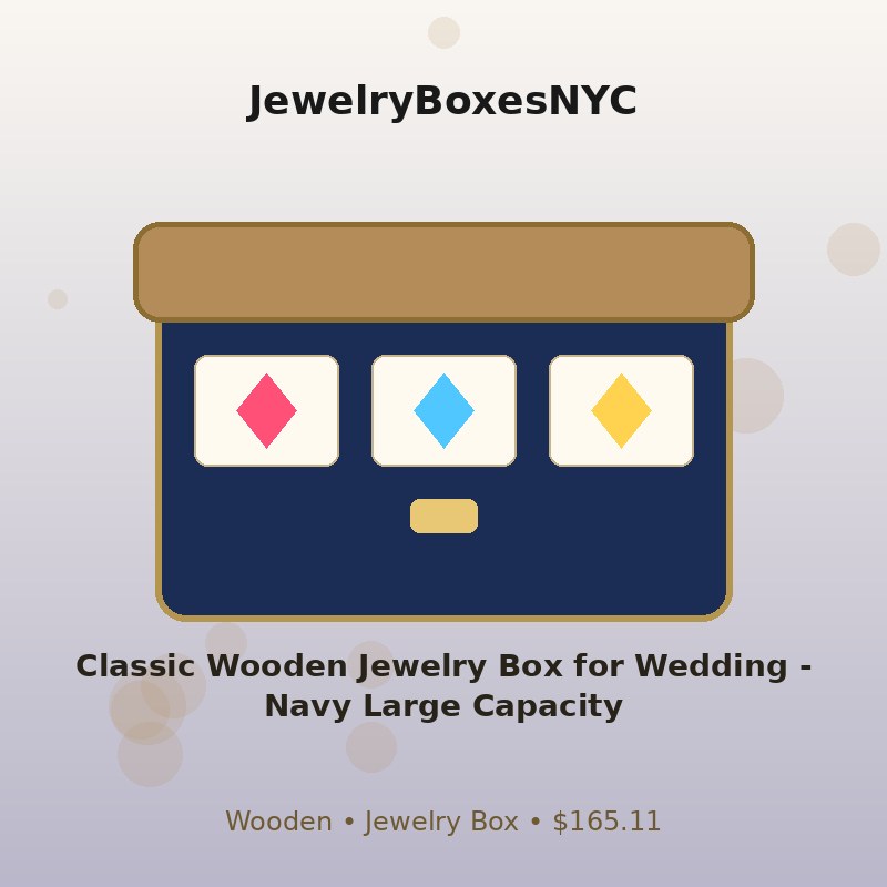 Classic Wooden Jewelry Box for Wedding - Navy Large Capacity