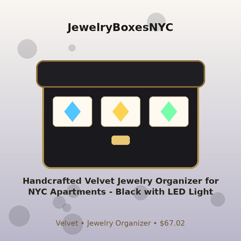 Handcrafted Velvet Jewelry Organizer for NYC Apartments - Black with LED Light