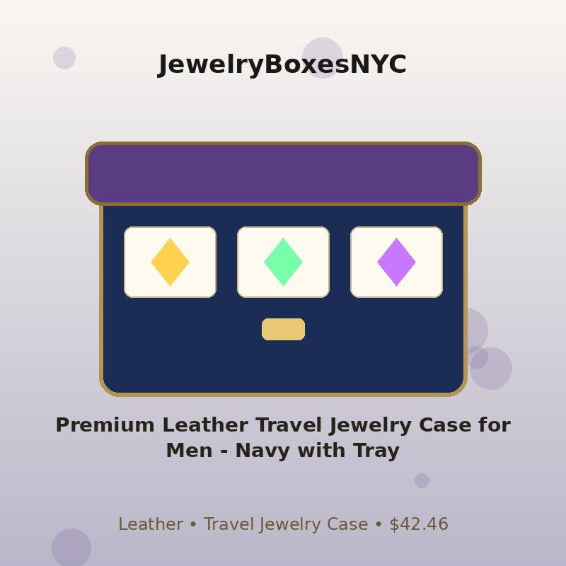 Premium Leather Travel Jewelry Case for Men - Navy with Tray