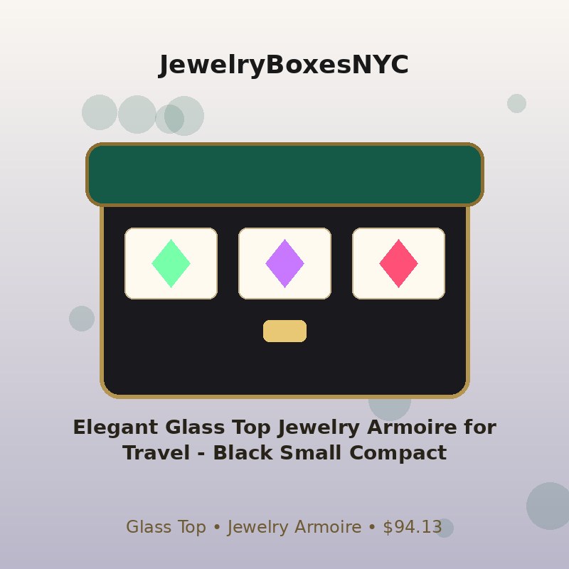 Elegant Glass Top Jewelry Armoire for Travel - Black Small Compact