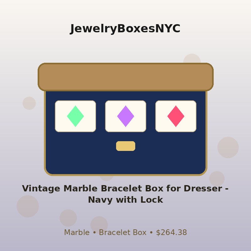 Vintage Marble Bracelet Box for Dresser - Navy with Lock