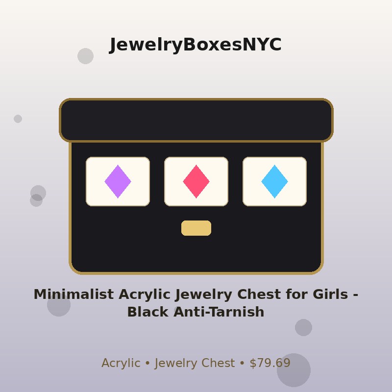 Minimalist Acrylic Jewelry Chest for Girls - Black Anti-Tarnish