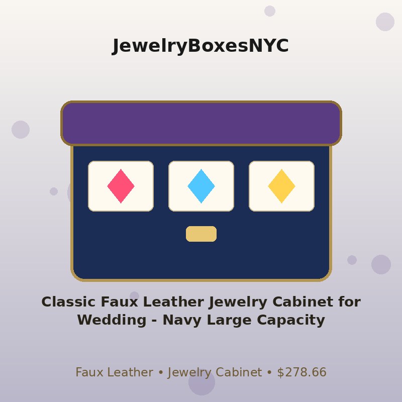 Classic Faux Leather Jewelry Cabinet for Wedding - Navy Large Capacity