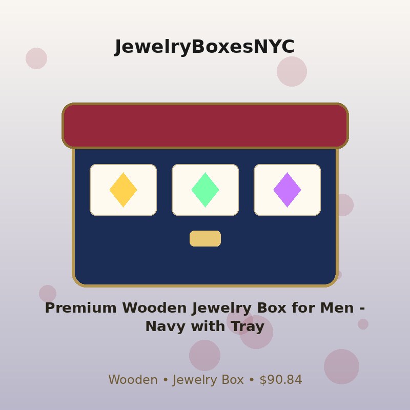 Premium Wooden Jewelry Box for Men - Navy with Tray