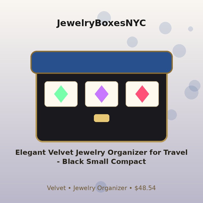 Elegant Velvet Jewelry Organizer for Travel - Black Small Compact