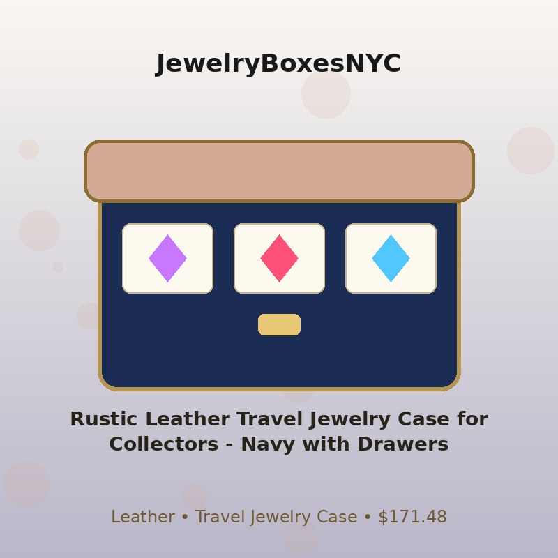 Rustic Leather Travel Jewelry Case for Collectors - Navy with Drawers